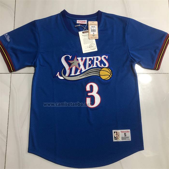 Camiseta Manga Corta Philadelphia 76ers Allen Iverson NO 3 Azul